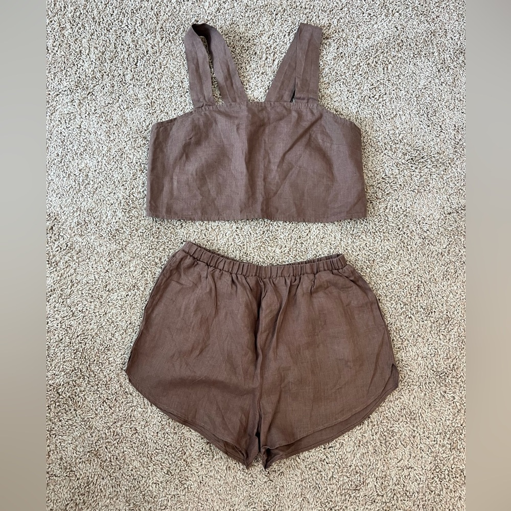 Vitamin A linen short and crop top set